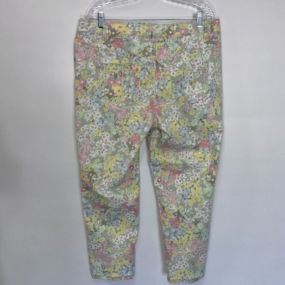 Lane Bryant Hi Rise Floral Pastel Spring Time Printed Denim Ankle Jeans SZ 16 - Picture 2 of 6